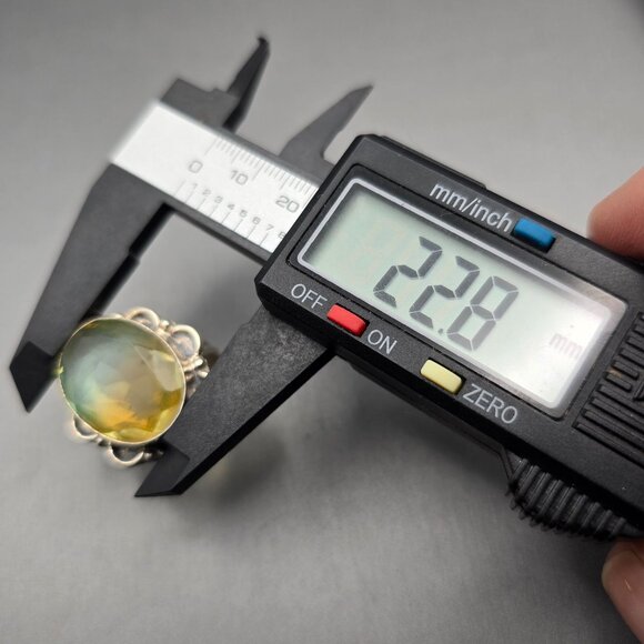 Ametrine Glass Ring Size 8.5 Faceted Oval VTG 925 Silver-Plated Statement Jewelr - Picture 10 of 15